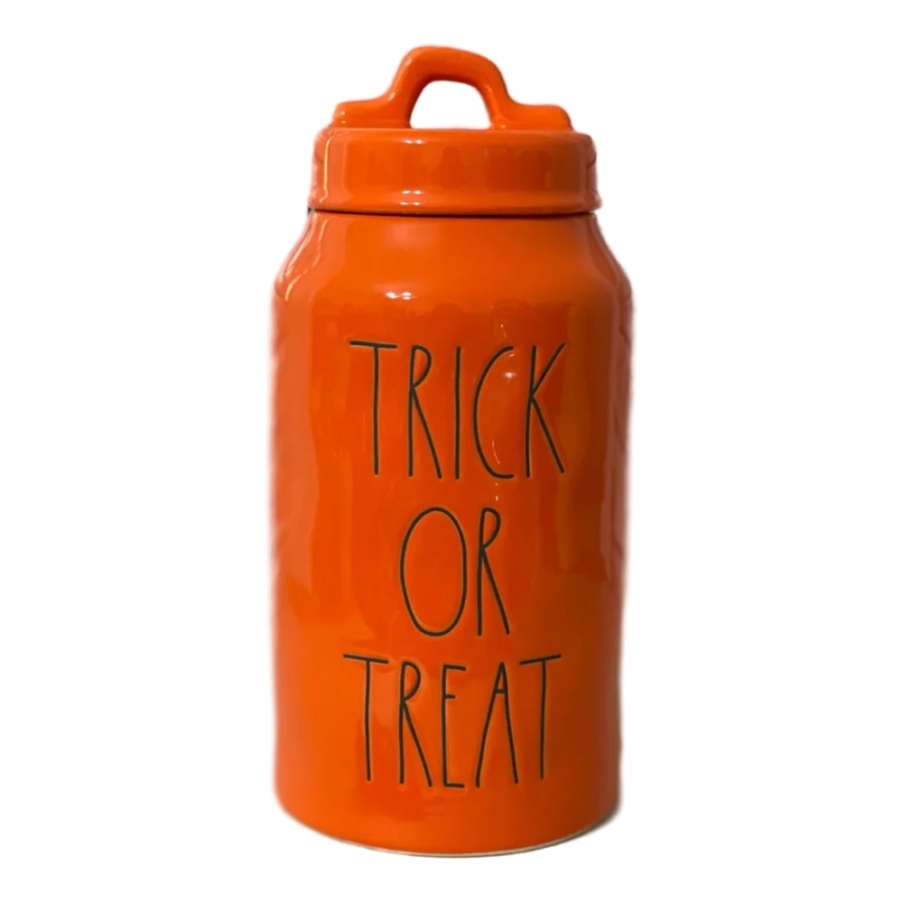 Rae Dunn Trick or Treat Orange Canister